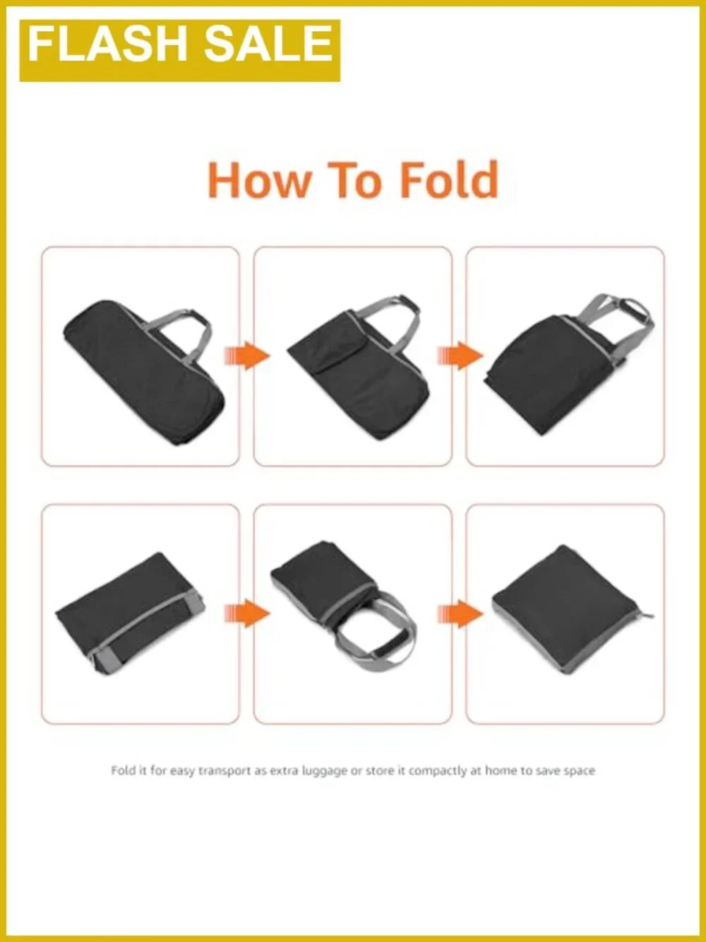 Foldable Nylon Duffel Bag with Zippered Pockets for Travel & Sports